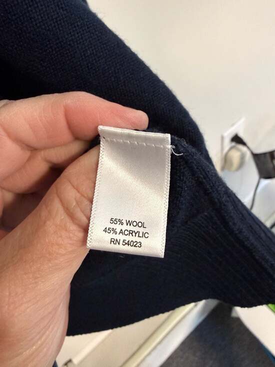 Banana Republic Men's XL Argyle Full Zip Wool Blend Sweater Navy Blue - Picture 3 of 6